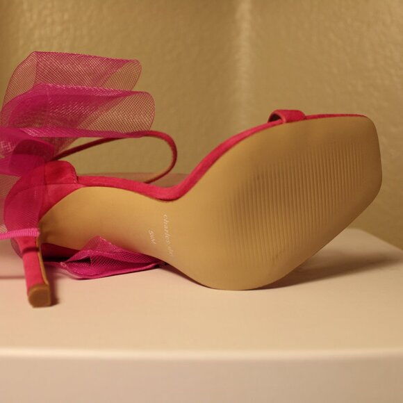 Charles David - Suede Emotional - Oversized Bow - Heeled Sandal - Fuschia - Picture 6 of 10